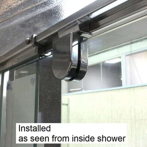 shower door pivot A3PB chrome installed from inside shower - ShowerDoorParts