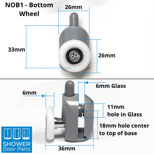 NOB1 bottom dimensions - Shower Door Parts