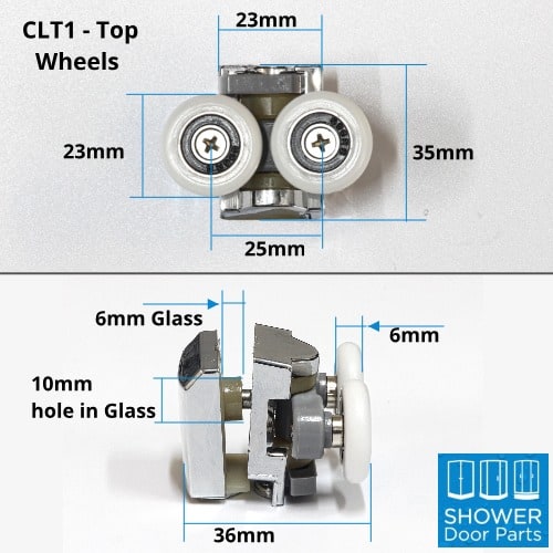 CLT1 - shower door rollers dimensions Shower Door Parts
