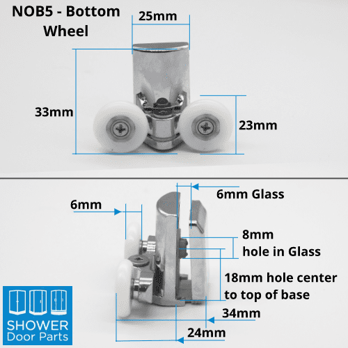 NOB5-Bottom guide dimensions Shower Door Parts 2023