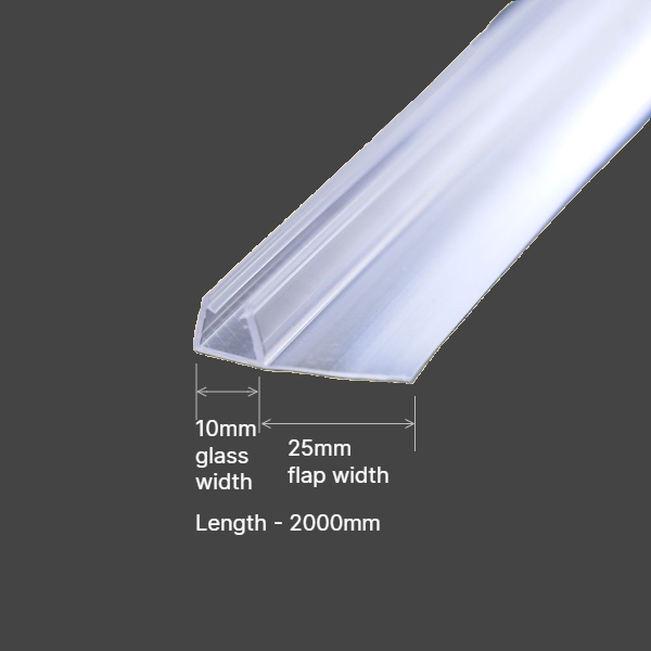 F flap door seal 10mm glass x 25mm flap dimensions