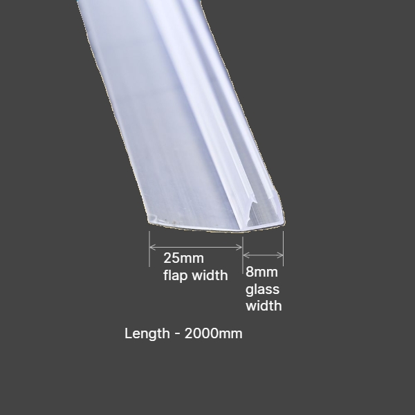 F flap door seal 8mm glass x 25mm flap dimensions
